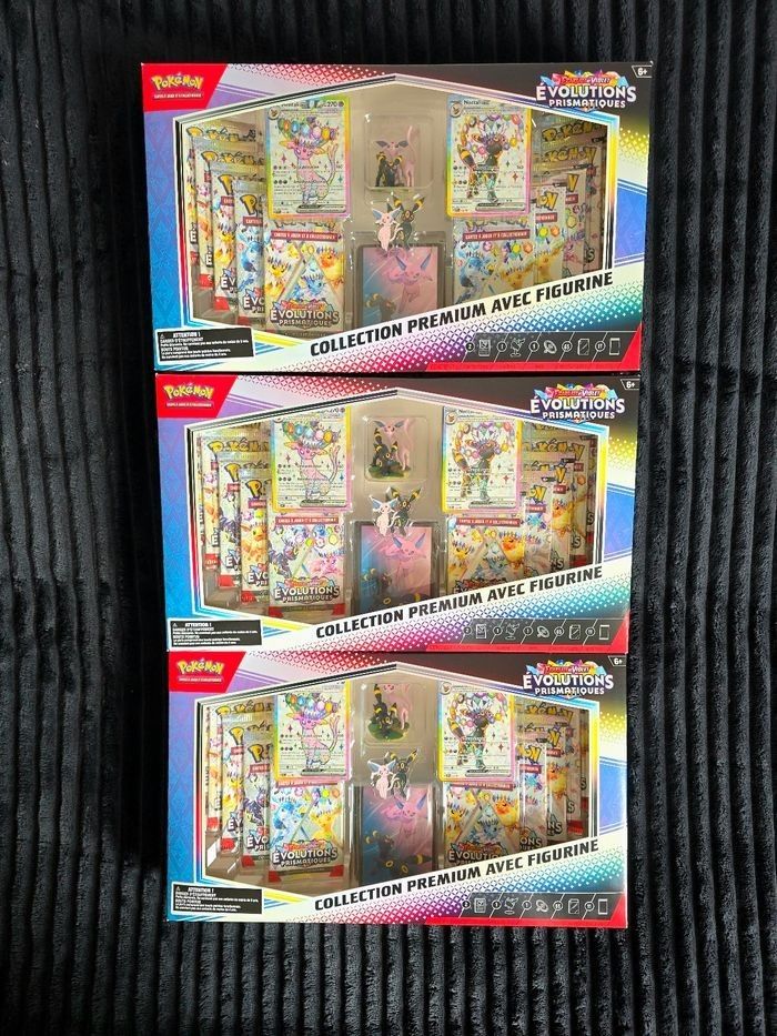 Lot de 3 Coffrets Collection Pokémon – Figurine Évolutions Prismatiques EV8.5