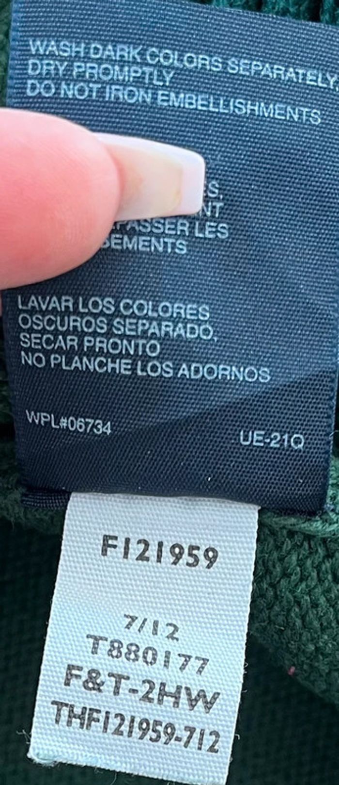 Pull quart ZIP/gilet/sweat vert foncé, bleu et blanc Tommy Hilfiger, garçon, taille : L (16/18) - photo numéro 5