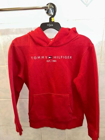 Sweat à capuche Tommy Hilfiger rouge enfant 164cm 14-16 ans TBE