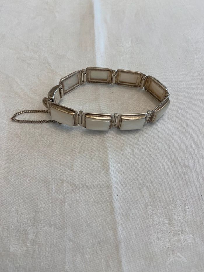 Bracelet vintage en argent et nacre - photo numéro 8