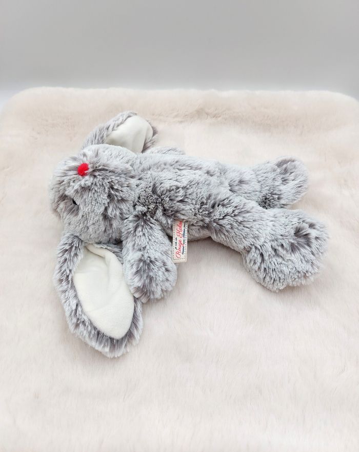 Peluche doudou lapin gris chiné blanc rouge Kaloo 25 cm sans les oreilles coeur - photo numéro 8