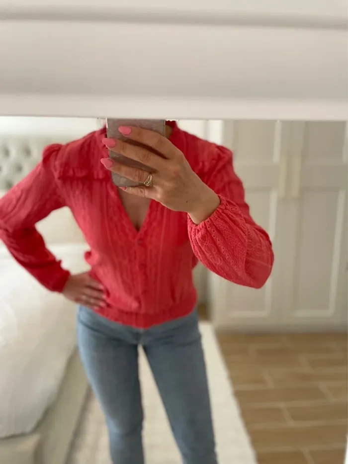 Blouse, corail, manches longues 34 neuf - photo numéro 3