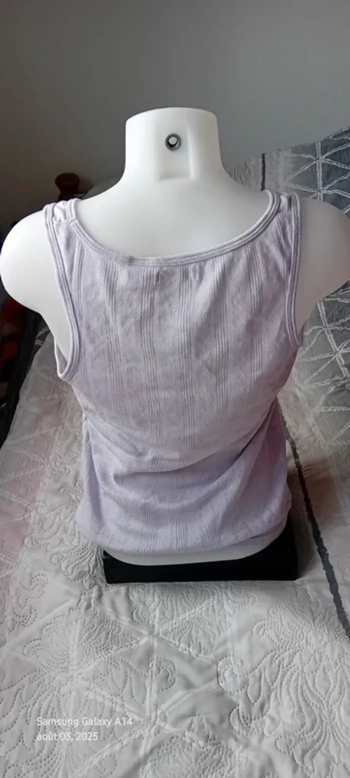 Débardeur en coton motif rayures losanges ajouré mauve femme 42/44 edeis la redoute - photo numéro 5