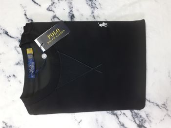 Sweat col rond RALPH LAUREN - Taille L - Couleur noir logo brodé blanc - NEUF