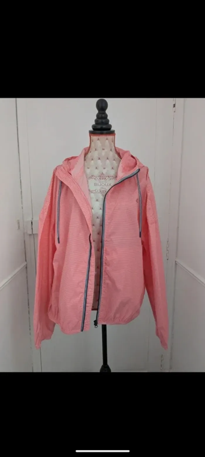 Coupe vent imperméable  rayé rouge et blanc Petit Bateau L