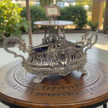 Jardinière ancienne métal et verre