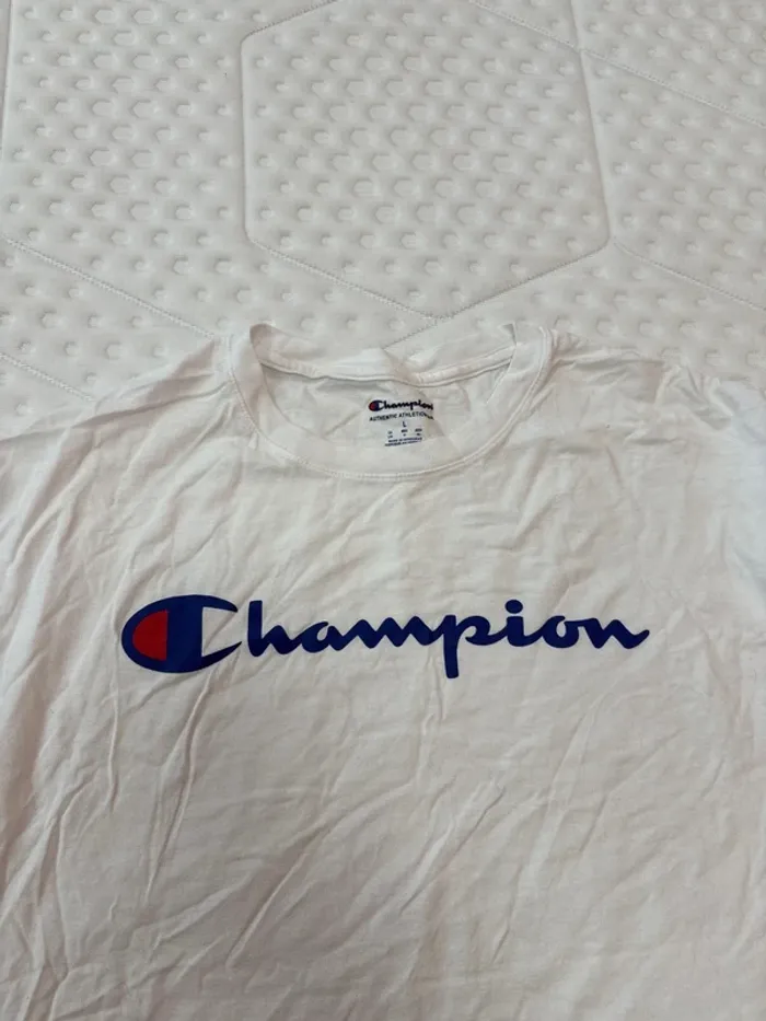 T-shirt manche longue pour homme champion taille L blanc - photo numéro 3