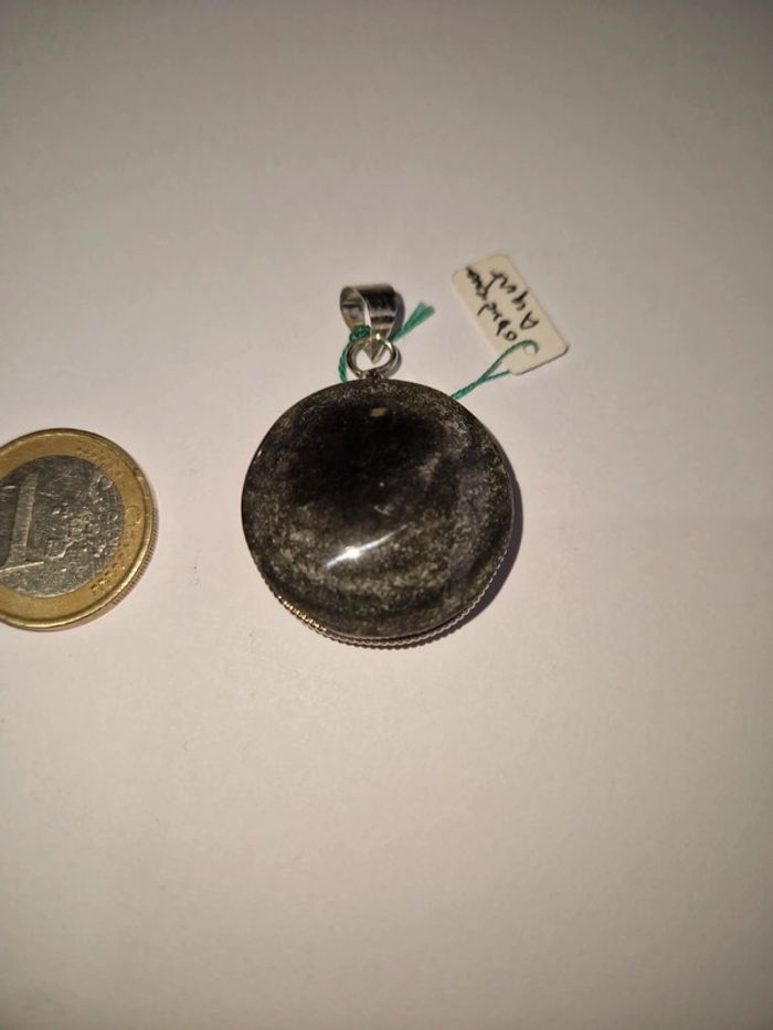 Pendentif obsidienne argentée Mexique - photo numéro 7