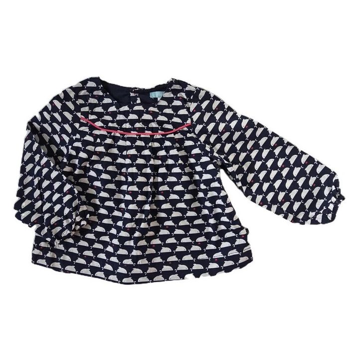 Blouse bleu marine blanche bébé fille 24 Mois Obaibi