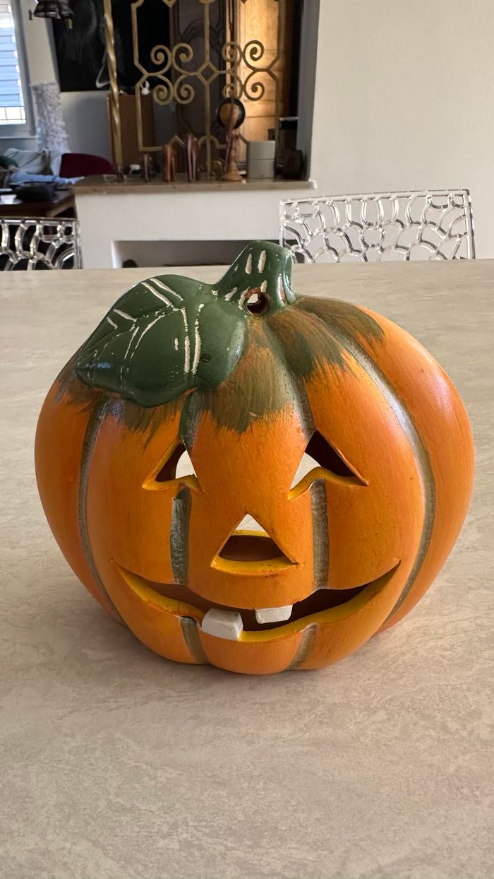 🤩 sublime photophore citrouille Halloween terre cuite état top à suspendre H 20 cm L 22 cm P 10 cm - photo numéro 3