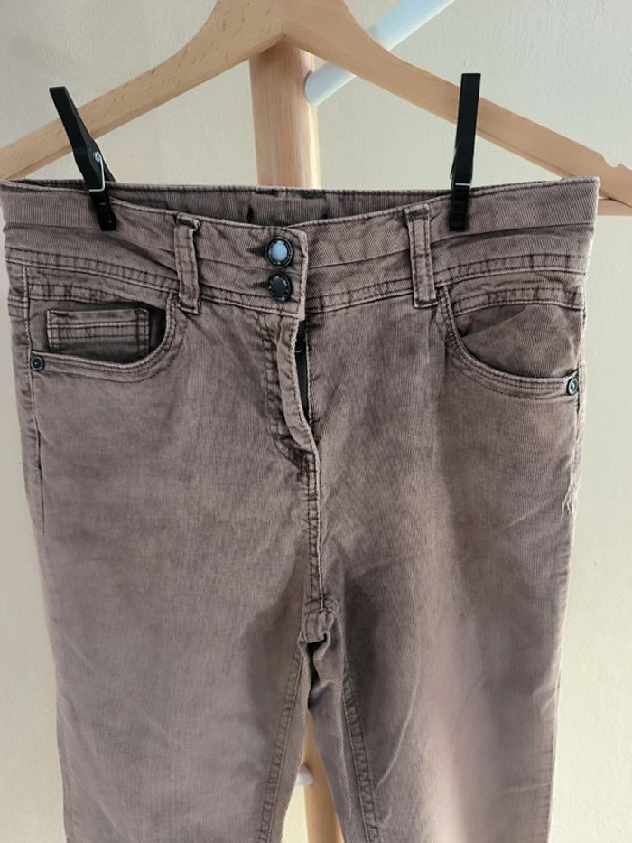 Pantalon droit texture velouré beige taille 34 - photo numéro 2