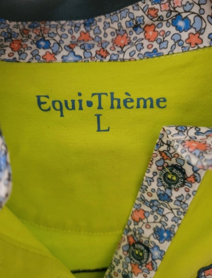 Tee-shirt polo équitation equitheme jaune fuo - photo numéro 2