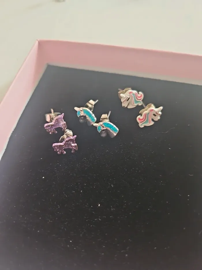 Lot de 3 paires de boucles d'oreilles Licorne
