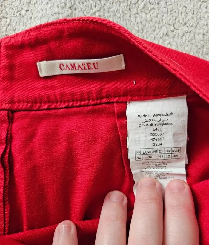 Jupe droite rouge taille 40 camaïeu - photo numéro 3