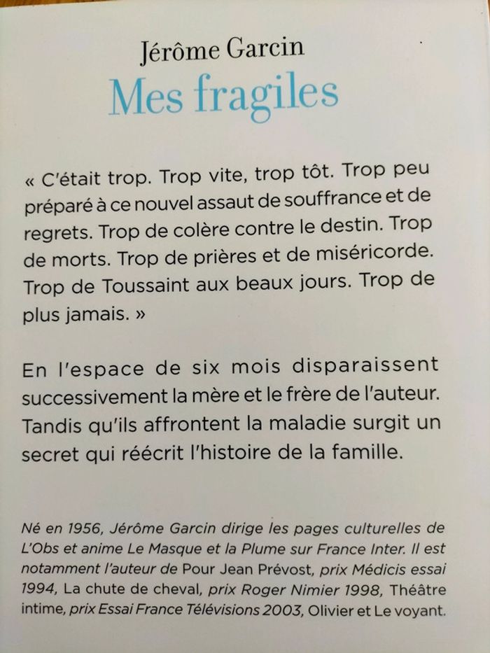 Mes fragiles par Jérôme Garcin - photo numéro 2
