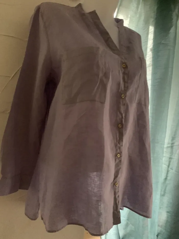 Chemise Zara en lin couleur lilas taille XL - photo numéro 3
