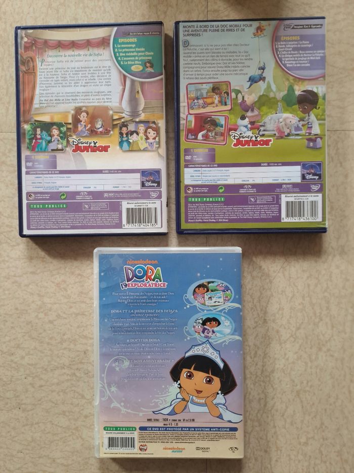 Lot de 3 DVD PRINCESSE SOFIA - DOCTEUR LA PELUCHE - DORA L' EXPLORATRICE / " Disney " - " Nickelodeon " - photo numéro 2