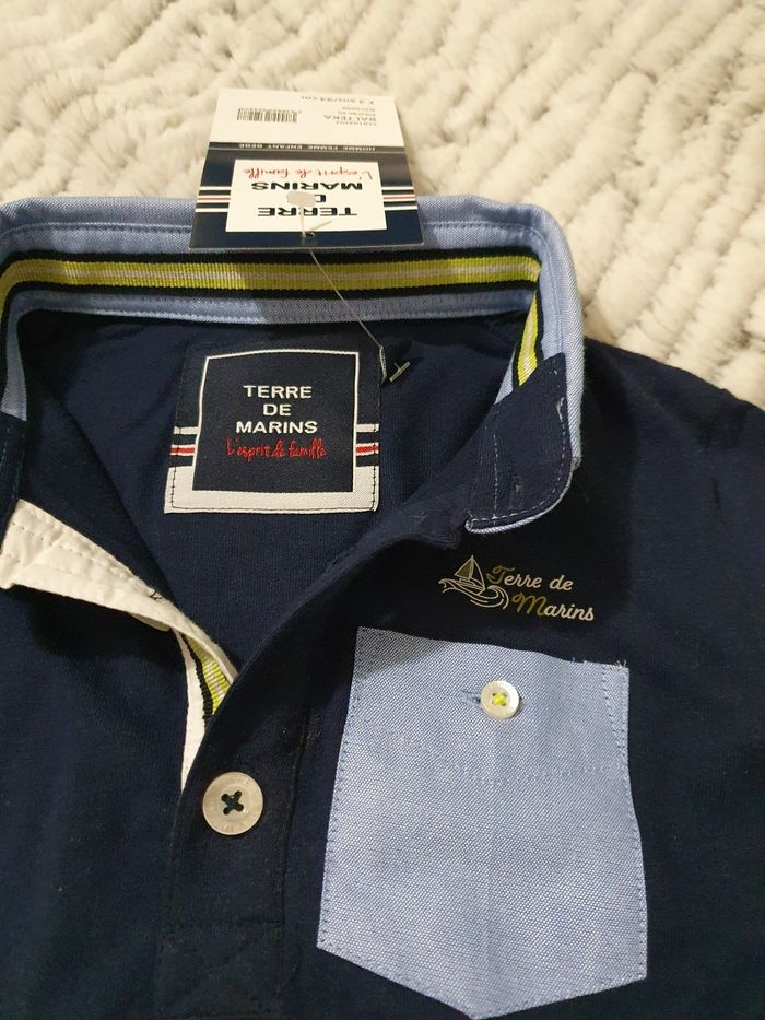 Polo bleu marine manches longues Taille 3 ans (94 cm) - photo numéro 3