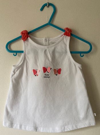 Tee-shirt avec noeuds sur l'épaule et imprimé papillons taille 18 mois