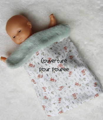 Accessoire poupée : Couverture theme renardeau pour poupée