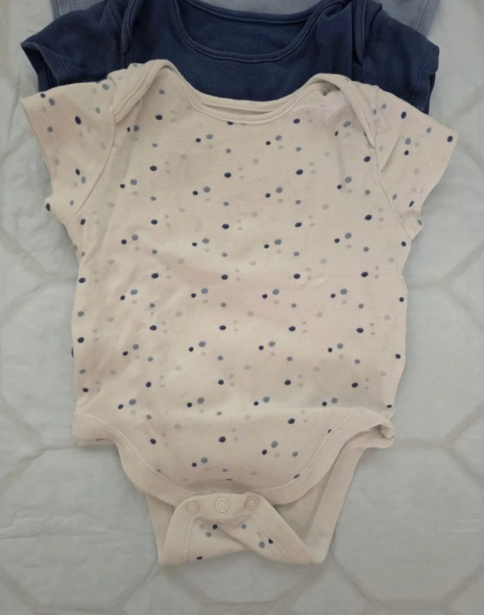 Lot 5 Bodys Bébé Manches Courtes - Tons de Bleu & Gris - 12 Mois - photo numéro 4