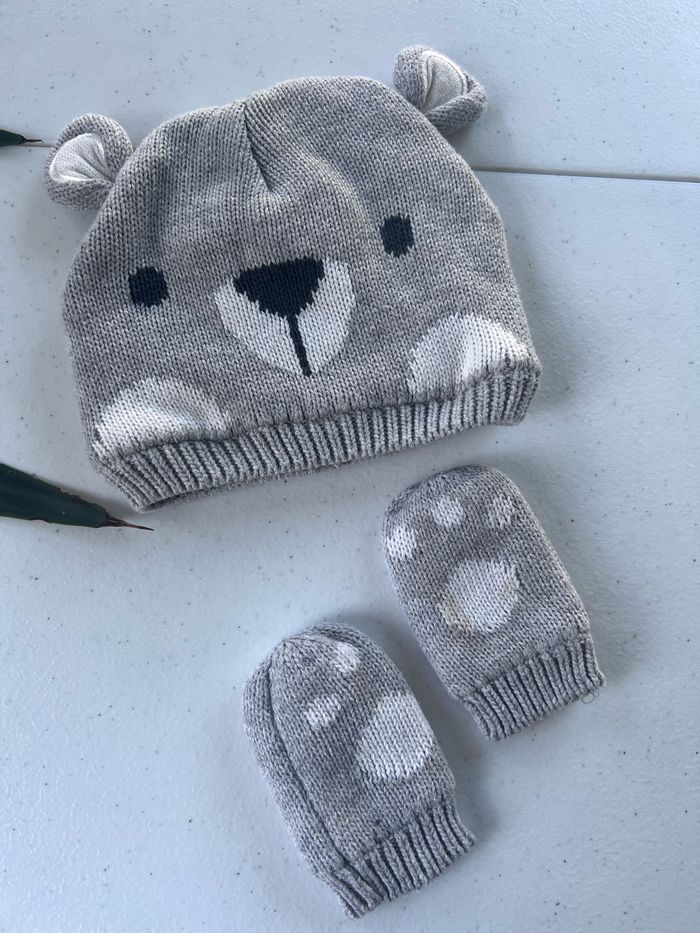 Lot bonnet gant ours hiver impidimpi taille 0/3 mois - photo numéro 2