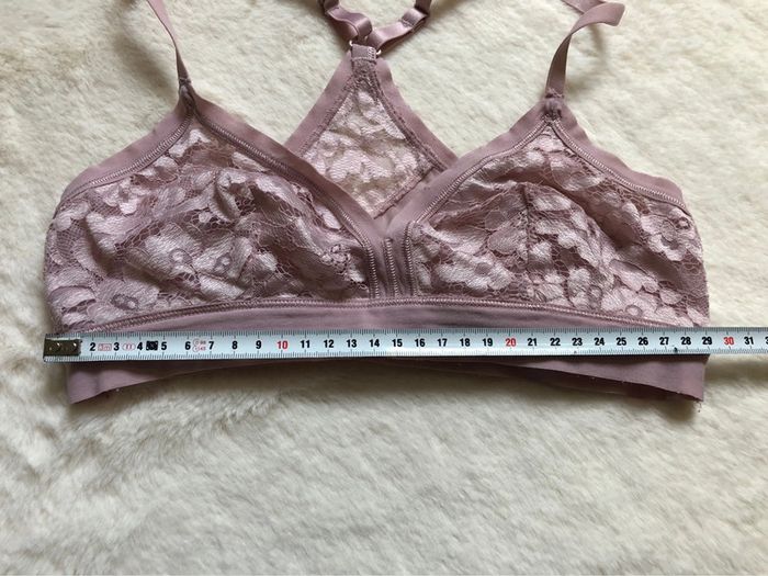 Brassière dentelle vieux rose dos nageur sans armature XS - photo numéro 4