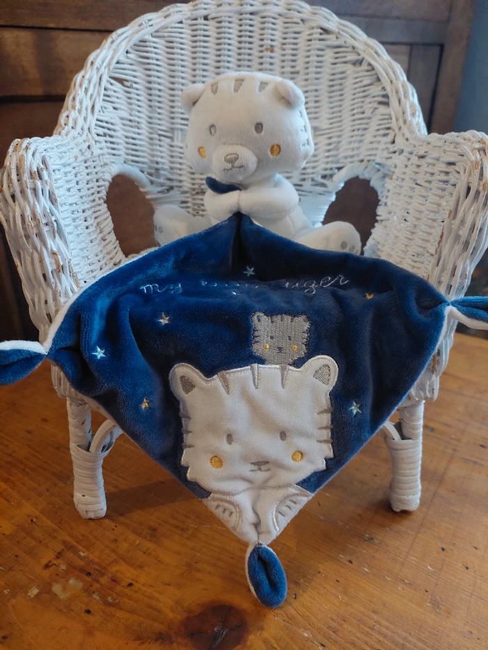 Doudou mouchoir bleu tigre Simba toys (2)