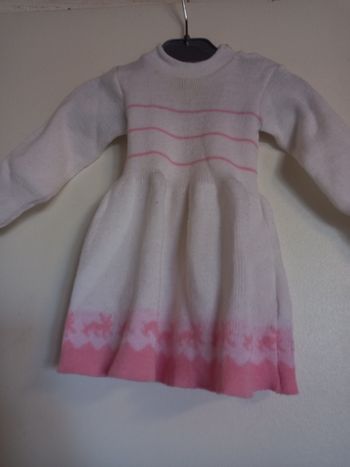 Robe vintage rose et blanche 12 mois