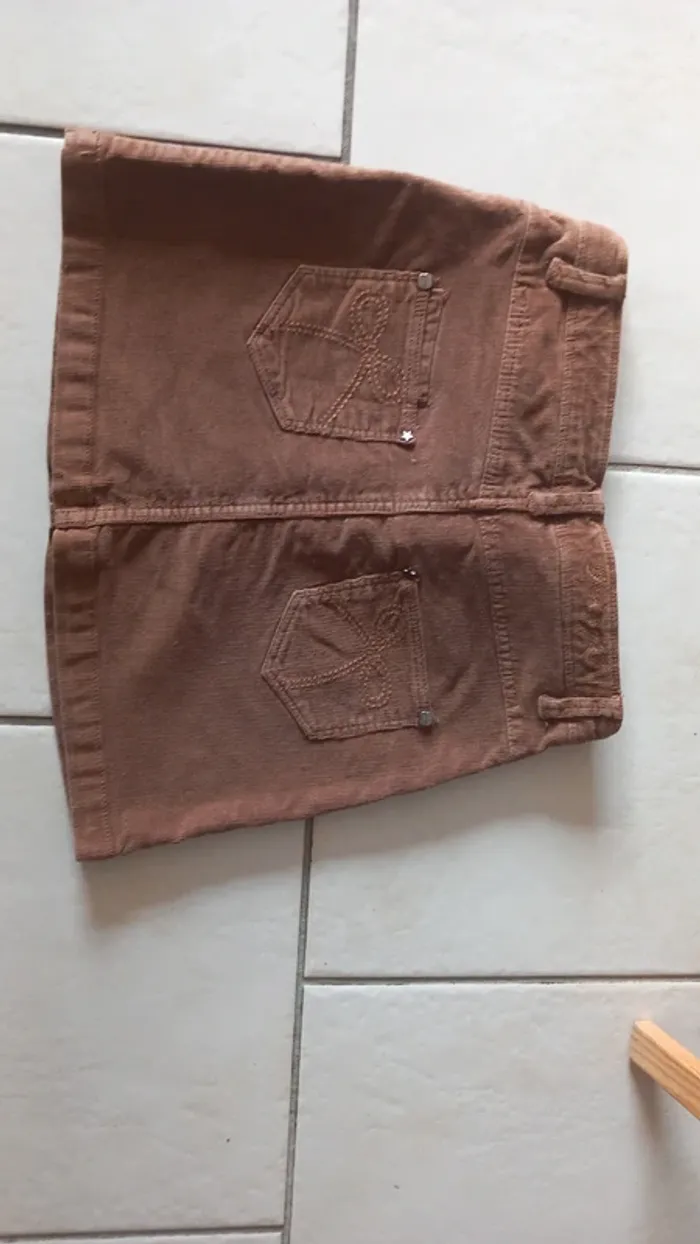 Jupe velours marron dpam fille 10 ans taille réglable - photo numéro 2