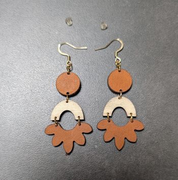 Boucles d'oreilles cuir et bois 