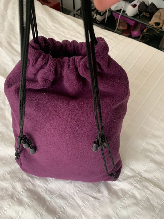 Ensemble violet bonnet écharpe gant et sac à dos - photo numéro 5
