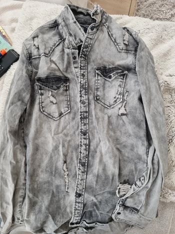 Veste en jeans homme grise taille m