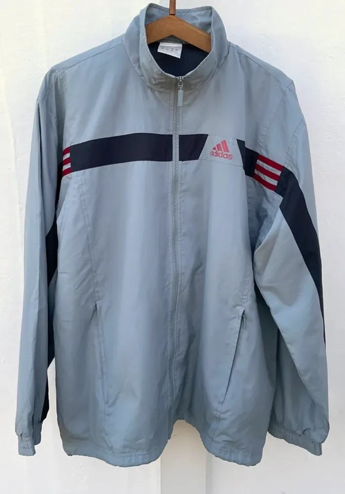 Adidas grey pink track jacket windbreaker Veste coupe-vent Mens Size XL