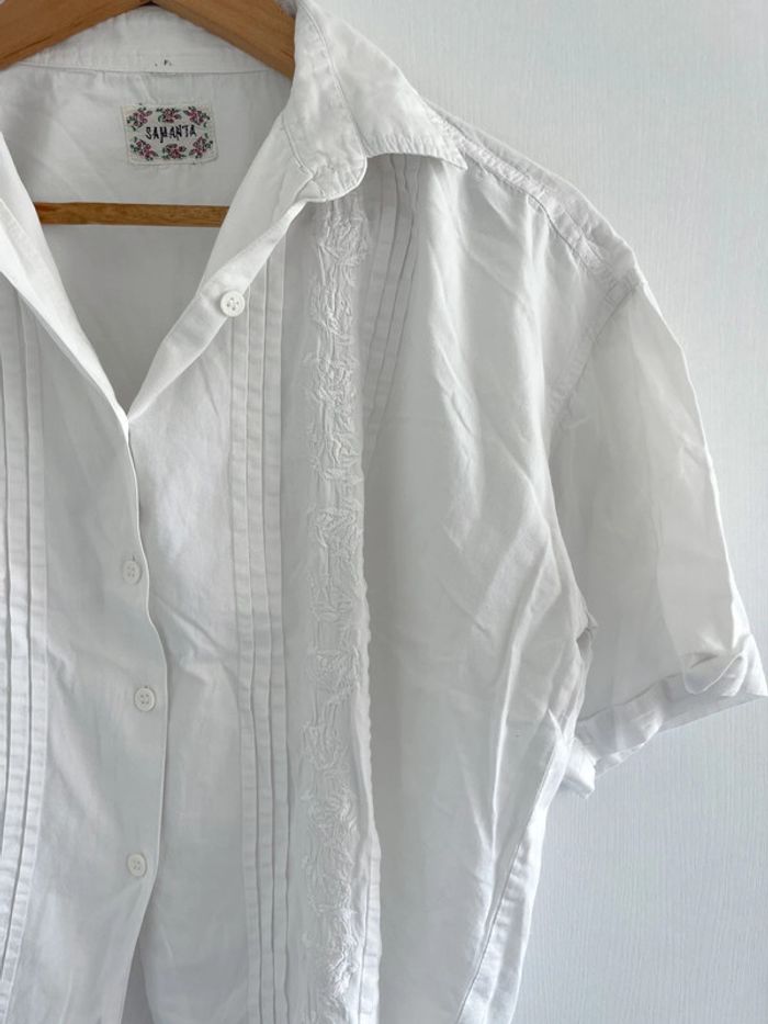 Chemise manches courtes blanche à broderie - photo numéro 12