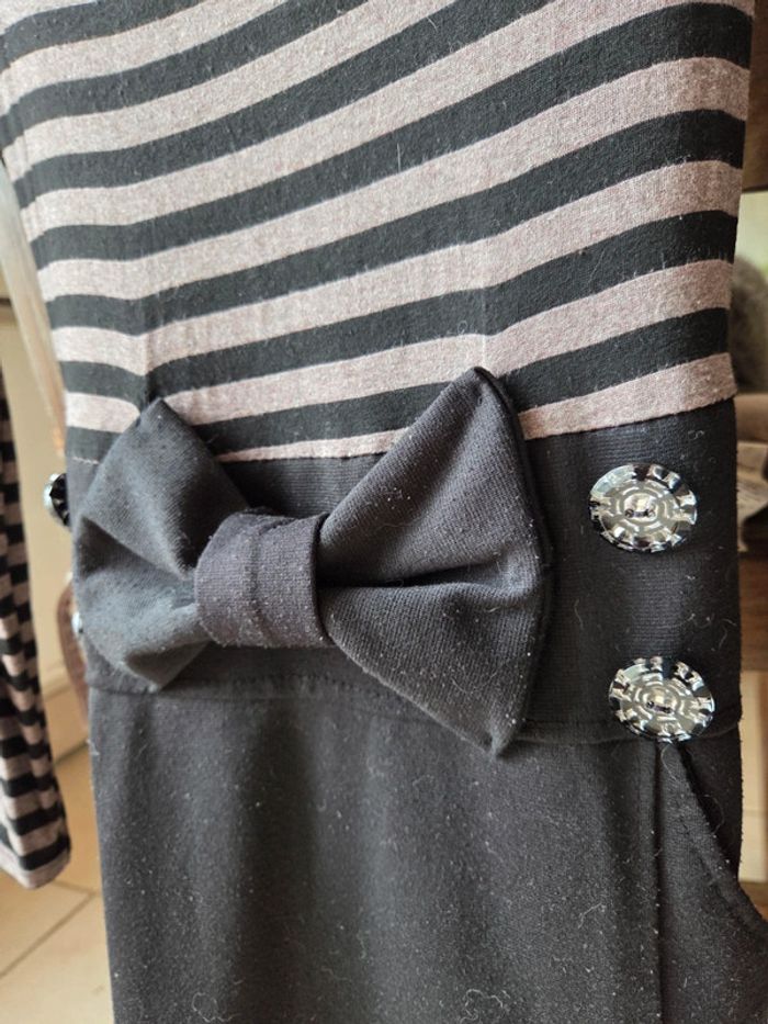 Robe noir rayé gris/marron - photo numéro 2
