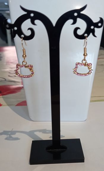 Boucles d'oreilles kitty strass roses