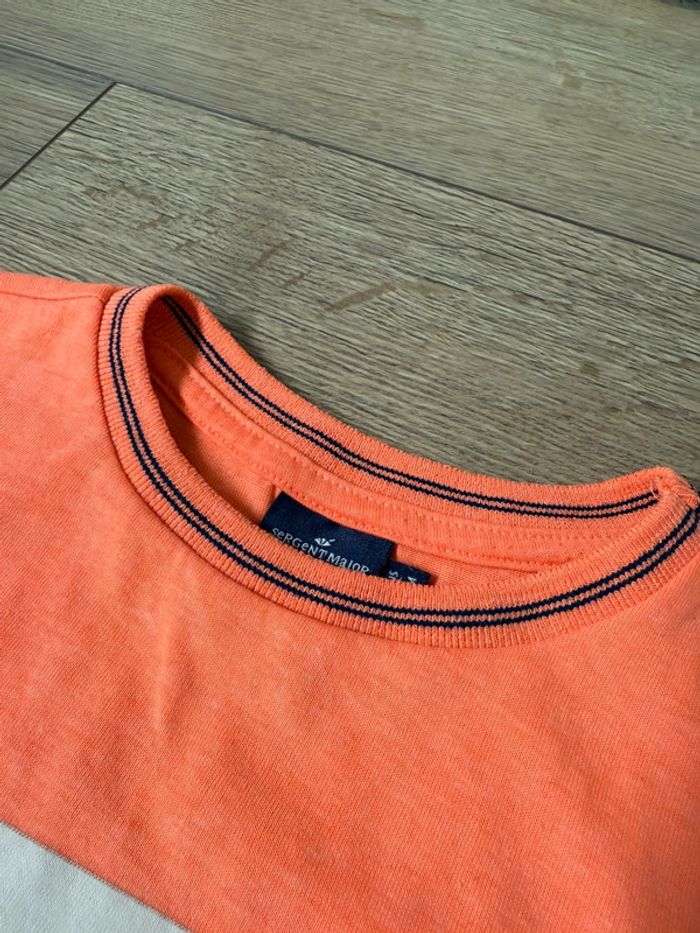 Tee-shirts MC garçon Sergent Major orange fluo / requin surfeur - photo numéro 4