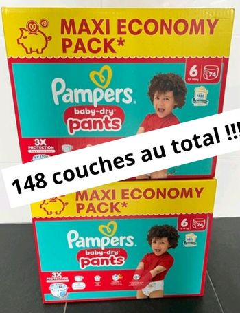 Lot de 2 packs de couches pampers pant taille 6