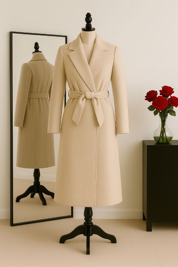 Manteau beige chic en laine