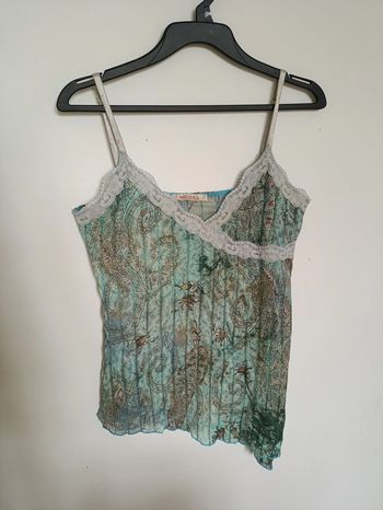 Top fluide vert/bleu imprimé paisley Model vintage