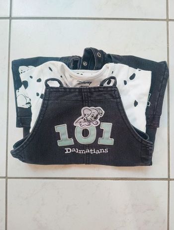 Ensemble salopette + polo les 101 Dalmatiens Disney 12-18 mois