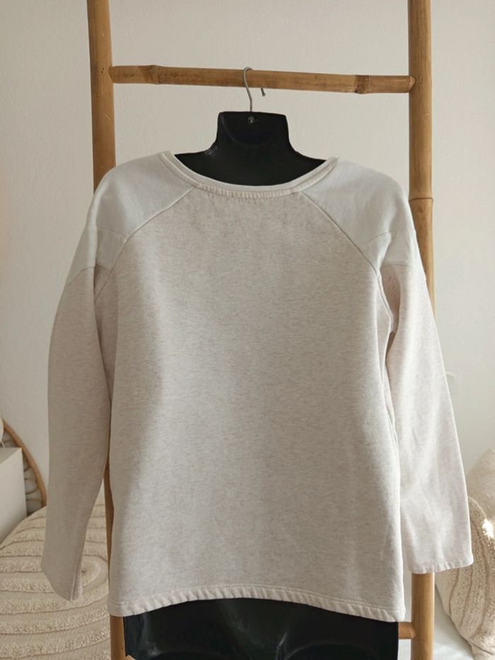 Sweat beige crème et blanc Bonobo taille M - photo numéro 6