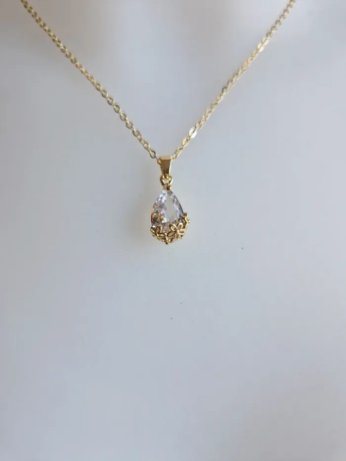Collier fantaisie doré goutte - photo numéro 2