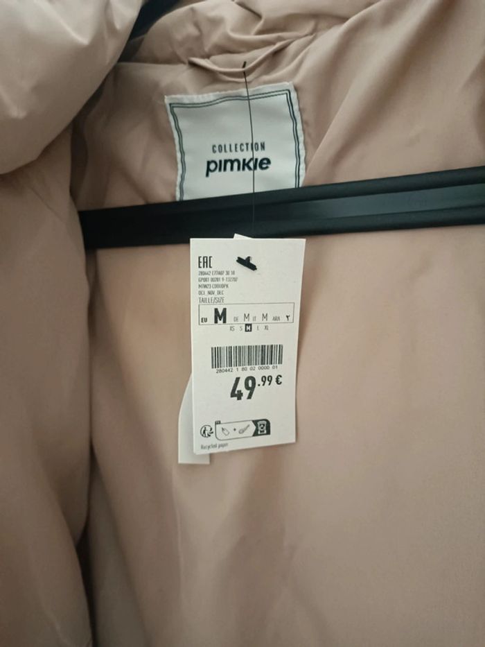Manteau doudoune déperlant à capuche beige crème Pimkie Taille M Neuf avec étiquette - photo numéro 4
