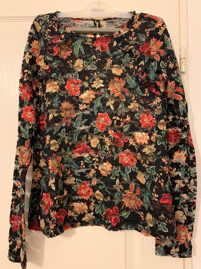 Blouse Promod imprimé T. M noire