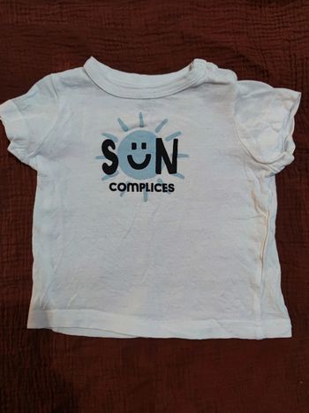 T-shirt blanc Sun T.9 mois