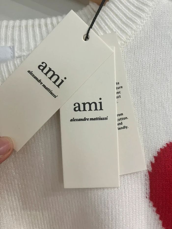 Pull Ami Paris Blanc  M - photo numéro 4