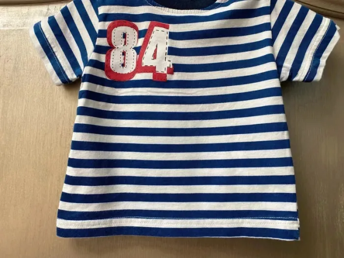 T-shirt Canari rayés bleu et blanc marin 3 mois - photo numéro 2