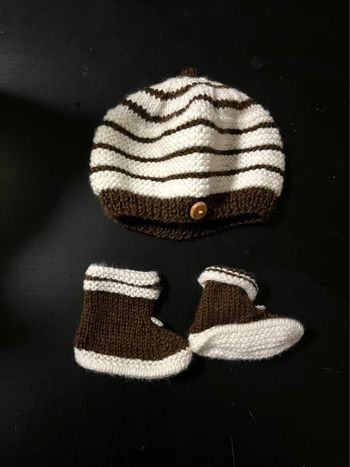 Ensemble bonnet chausson bébé mixte
